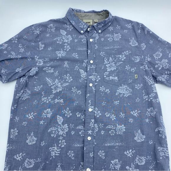 Vans Men Shirt Vintage Hawaiian Print Short Sleeve Button Shirt Medium - Picture 1 of 9